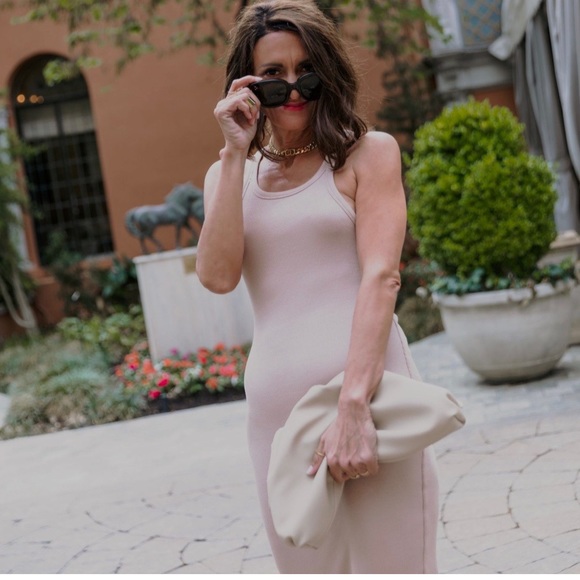 NWOT LNA Skinny Racer Midi Tank Dress in Colour  Nude size L - Picture 5 of 15